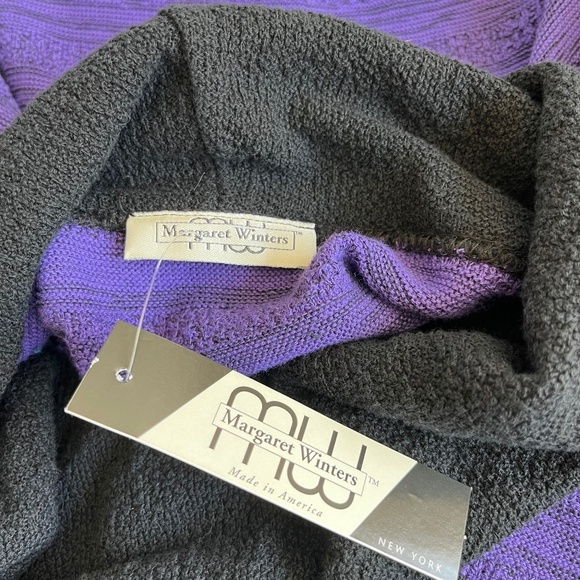 Margaret Winters Size M Knit Sweater Cowl Neck Art Colorful Pockets Long Sleeve - Picture 2 of 10